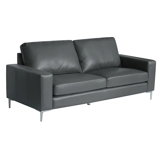 Baltic Faux Leather 3 Seater Sofa In Dark Grey